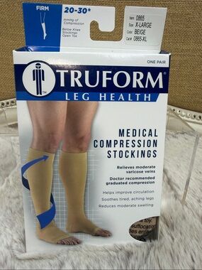 Truform | Unisex Medical Compression Knee-High Socks - Beige (X-Large), NWT